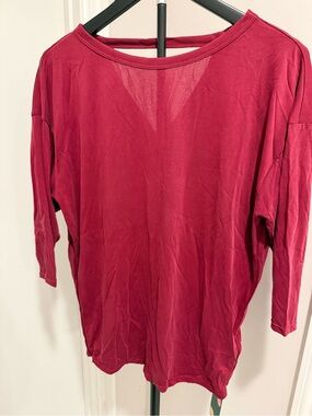 HALARA Relaxed Boatneck Long Sleeve Top - Wine Red